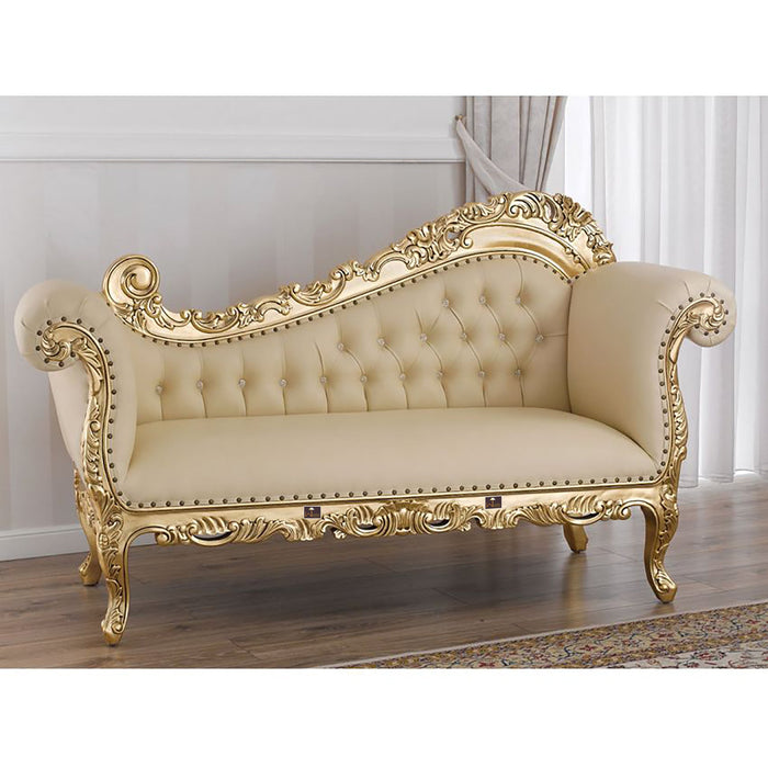 Buy Hand Carved Barock Stil Chaise Longue Sofa Champagner Crystal (Teak  Wood) Online at USA — Wooden Twist USA